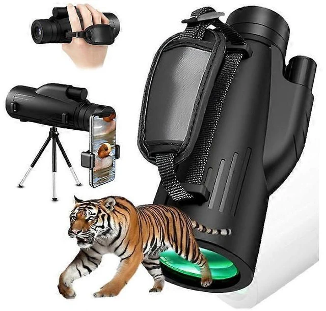 Alt view image 6 of 10 - Ecocleanpath 12x50 High Power Monocular Telescope for Adults, HD Zoom with Smartphone Adapter & Tripod (Black)