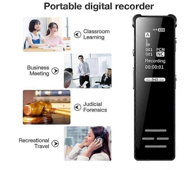 Alt view image 7 of 10 - Ecocleanpath Voice Activated Spy Recorder: HD Audio, 1200 Min, MP3 Player, Password Lock (Black)