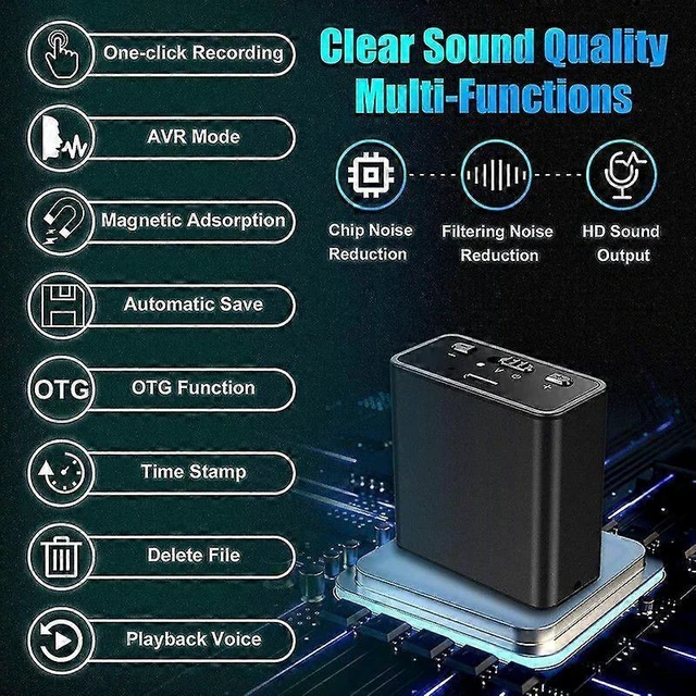 Alt view image 6 of 8 - Ecocleanpath 4GB Magnetic Mini Voice Activated Recorder with VOR Button for Lectures & Meetings (Black)