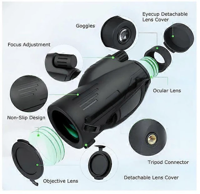 Alt view image 10 of 10 - Ecocleanpath 12x50 High Power Monocular Telescope for Adults, HD Zoom with Smartphone Adapter & Tripod (Black)