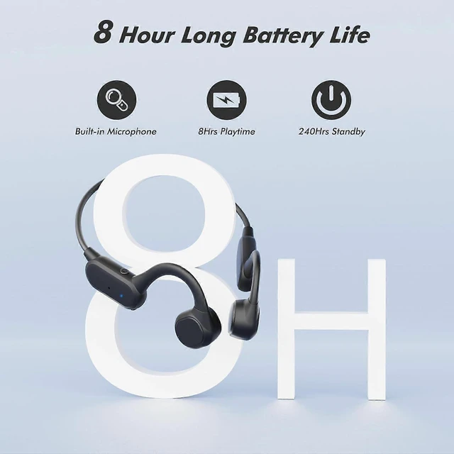 Alt view image 10 of 10 - Bluetooth 5.3 Bone Conduction Earphones, 8H Playtime IPX6 Waterproof, Open-Ear Sport Headphones (Black)