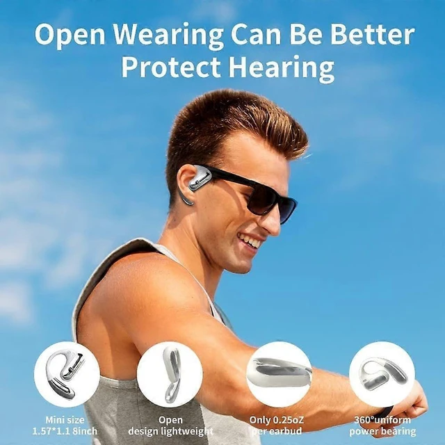 Alt view image 5 of 6 - Open Ear Air Conduction Headphones, Bluetooth 5.3 Wireless, 40H Playtime, Snug Fit for Sports & Travel