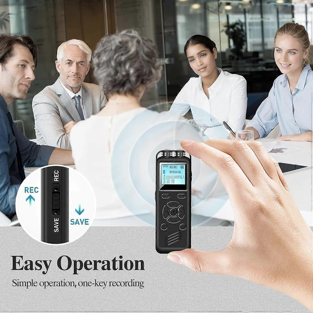 Alt view image 7 of 10 - Ecocleanpath 32GB Voice Activated Recorder for Lectures & Meetings, A-B Repeat & Noise Reduction, Black