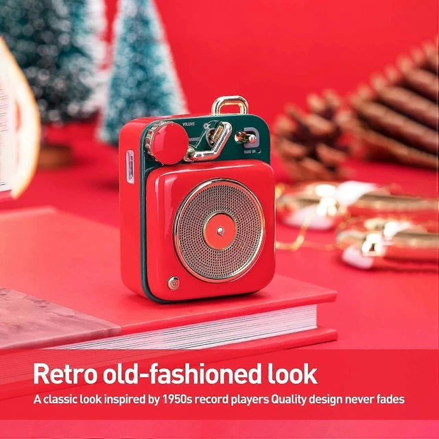 Alt view image 10 of 10 - Ecocleanpath Mini Retro Bluetooth Speaker - Portable Metal Wireless Speaker with HiFi Sound, Lanyard & 7H Playback