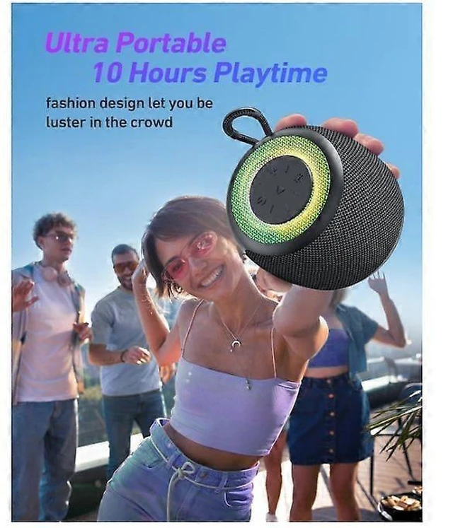 Alt view image 7 of 10 - Ecocleanpath Portable Bluetooth 5.3 Speaker with RGB Lights, Stereo Sound, IPX5 Waterproof & Dual Pairing - Compact Travel Speaker (Black)