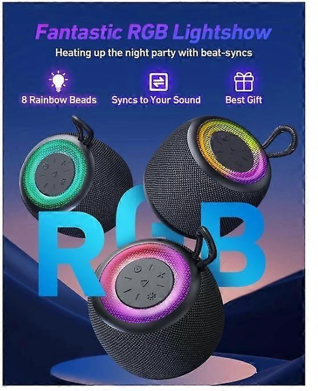 Alt view image 8 of 10 - Ecocleanpath Portable Bluetooth 5.3 Speaker with RGB Lights, Stereo Sound, IPX5 Waterproof & Dual Pairing - Compact Travel Speaker (Black)