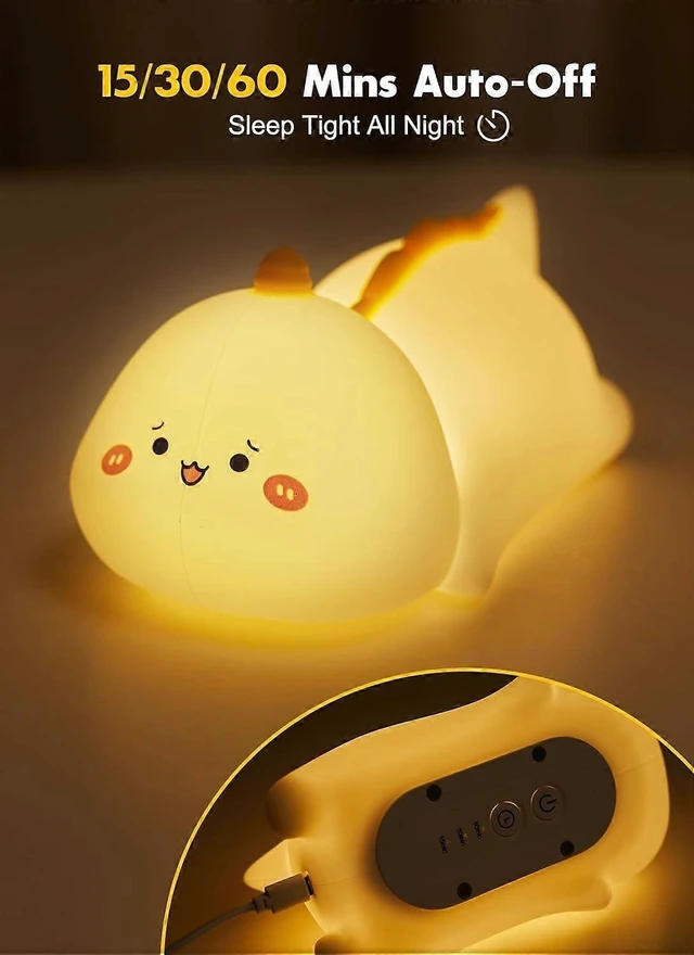 Alt view image 9 of 10 - Ecocleanpath Dinosaur Night Light for Kids - 7 Color Rechargeable LED Lamp, 2 Brightness Levels & Timer