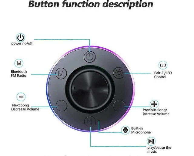 Alt view image 8 of 10 - Ecocleanpath IPX7 Waterproof Bluetooth Speaker with LED Lights & Suction Cup, Portable Mini Speaker for Party, Travel, Beach (Black)