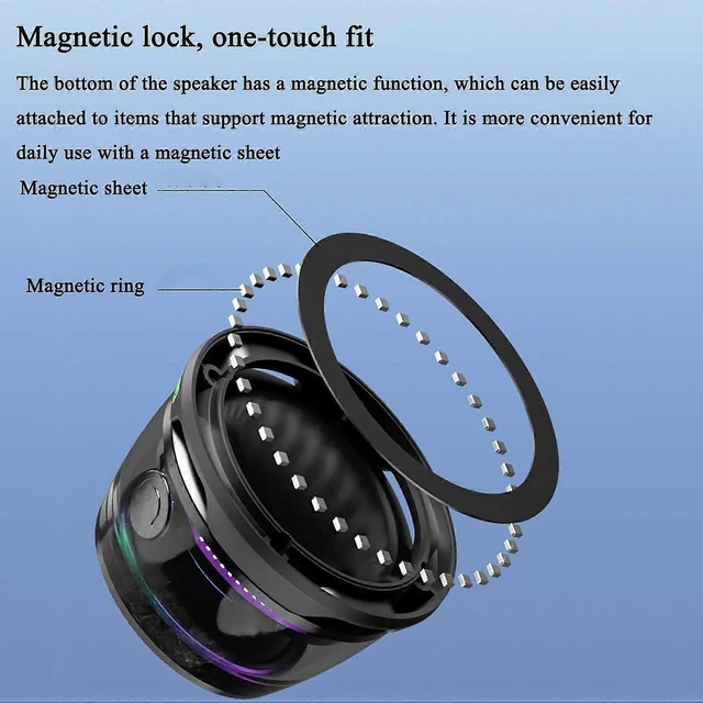 Alt view image 10 of 10 - Ecocleanpath G200 Magnetic Bluetooth Speaker - Portable Mini Speaker with Color Light & Phone Stand, Black