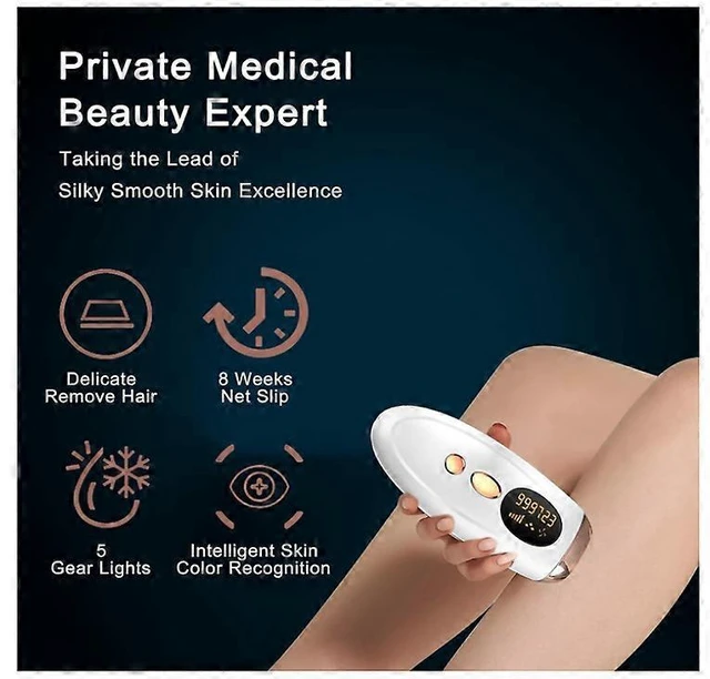 Alt view image 8 of 10 - Ecocleanpath Upgraded IPL Laser Hair Removal for Women - 999,000 Flashes, Painless At-Home Device for Face & Body (White)