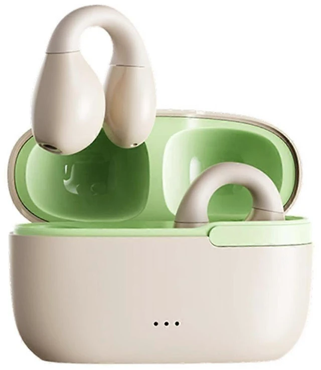 Alt view image 6 of 10 - Beige Bluetooth 5.3 Bone Conduction Ear Clip Headset - Open Ear Safe for Sports & Work