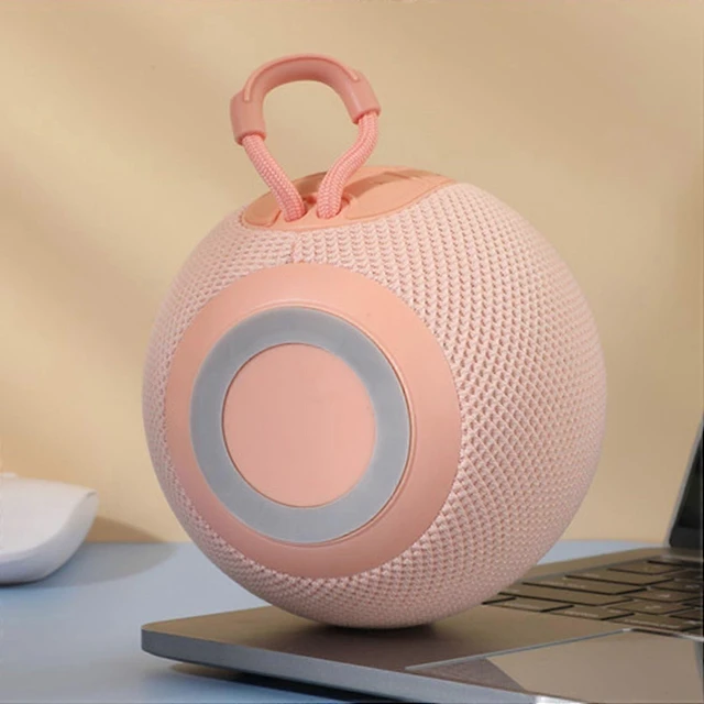 Alt view image 8 of 10 - Ecocleanpath Mini Portable Bluetooth Speaker, Pink Fabric Rechargeable Wireless Speaker for Home Dorm Party