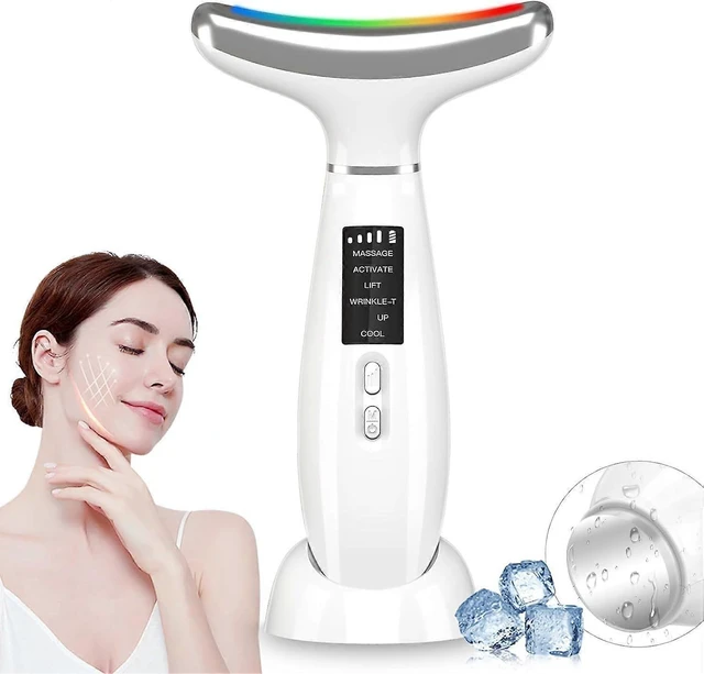 Alt view image 6 of 10 - Ecocleanpath White LED Facial Massager, 6-in-1 Portable Neck & Face Beauty Device with Constant Temperature