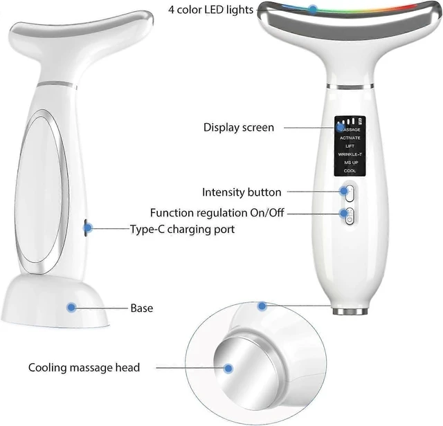 Alt view image 10 of 10 - Ecocleanpath White LED Facial Massager, 6-in-1 Portable Neck & Face Beauty Device with Constant Temperature