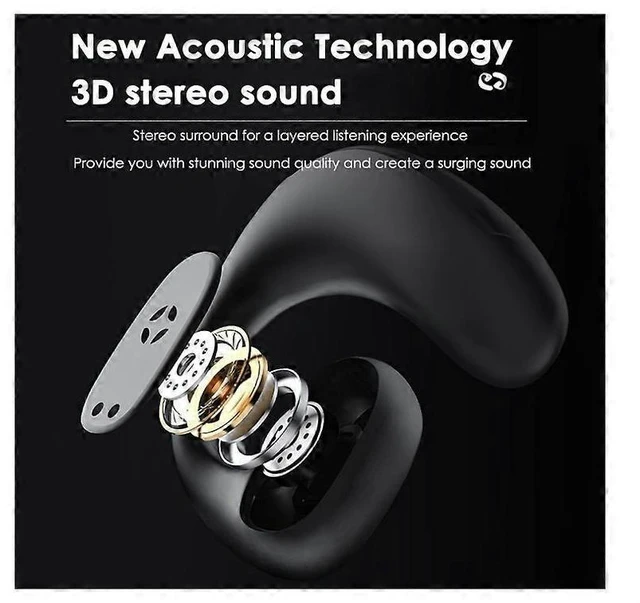 Alt view image 9 of 10 - X6 Open Ear Bluetooth 5.0 Headphones - Wireless Air Conduction, Waterproof, Secure Earhooks (Black)