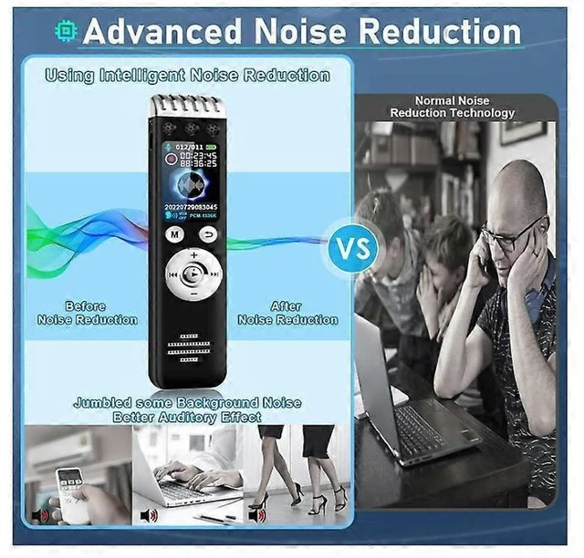 Alt view image 7 of 10 - Ecocleanpath 64GB Voice Activated Recorder, 3500H Record & 150H Battery, Noise Reduction for Lectures/Meetings (Black)