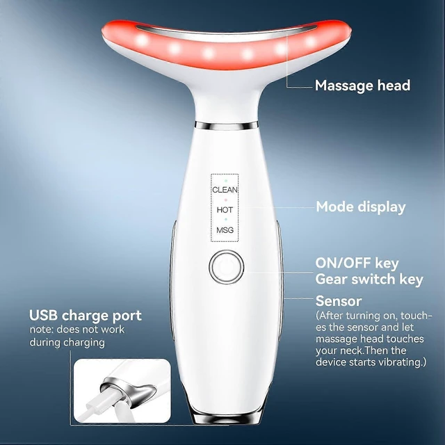Alt view image 9 of 10 - Ecocleanpath White Portable Facial & Neck Massager - Ergonomic Design, Multifunctional Skin Care Tool