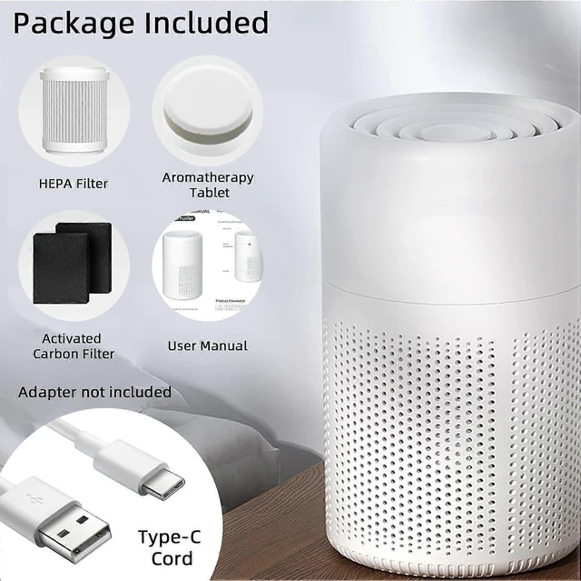 Alt view image 8 of 10 - Ecocleanpath White H13 HEPA Air Purifier for Home & Bedroom, 24dB Ultra Quiet, Pet Odor Eliminator