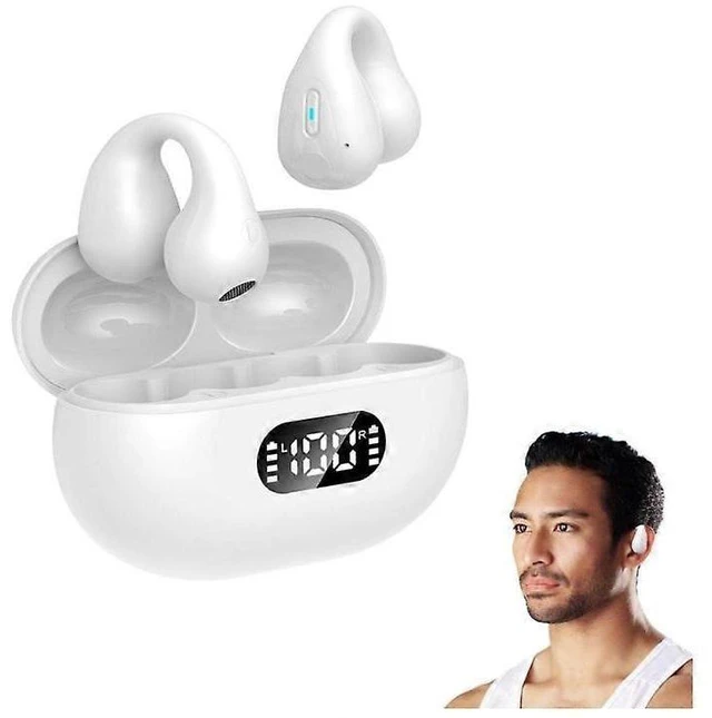 Alt view image 6 of 10 - Bluetooth 5.3 Bone Conduction Headphones, 24H Playback, IPX5 Waterproof Open-Ear Earbuds for Running Cycling (White)