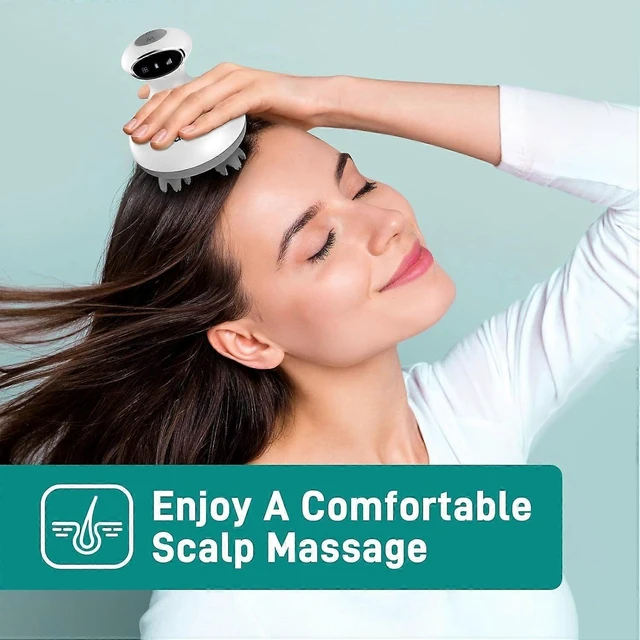 Alt view image 7 of 10 - Ecocleanpath Electric Scalp Massager for Hair Growth, 4-in-1 Wireless Head & Face Massager, Waterproof Shower Use (White)