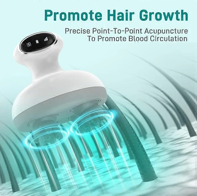 Alt view image 8 of 10 - Ecocleanpath Electric Scalp Massager for Hair Growth, 4-in-1 Wireless Head & Face Massager, Waterproof Shower Use (White)