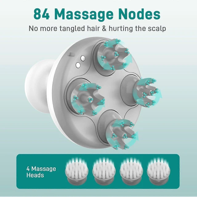 Alt view image 9 of 10 - Ecocleanpath Electric Scalp Massager for Hair Growth, 4-in-1 Wireless Head & Face Massager, Waterproof Shower Use (White)