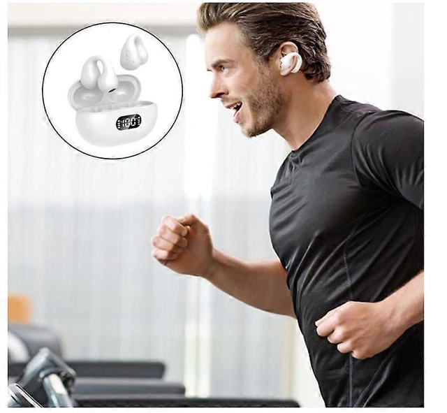 Alt view image 8 of 10 - Bluetooth 5.3 Bone Conduction Headphones, 24H Playback, IPX5 Waterproof Open-Ear Earbuds for Running Cycling (White)