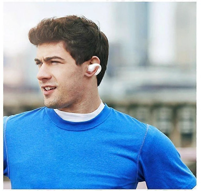 Alt view image 9 of 10 - Bluetooth 5.3 Bone Conduction Headphones, 24H Playback, IPX5 Waterproof Open-Ear Earbuds for Running Cycling (White)