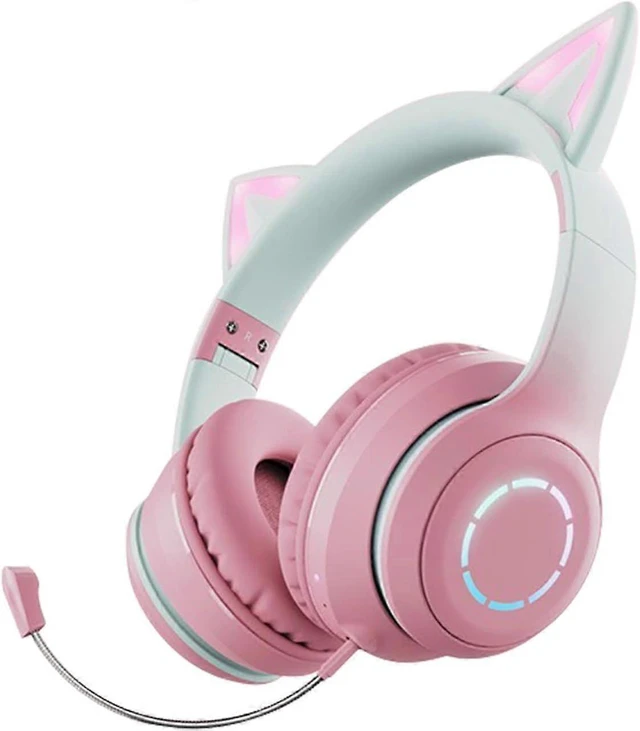 Alt view image 6 of 10 - Cat Ear RGB Headphones: Bluetooth 5.3, 40mm Bass, Foldable, Mic & TF Playback, Gift for Girls/Kids