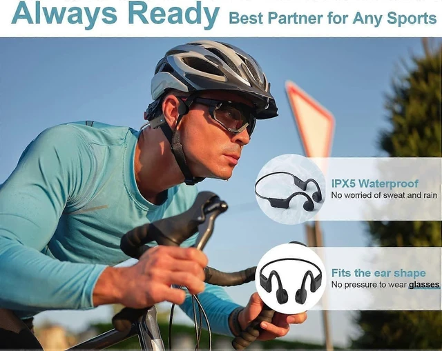 Alt view image 7 of 10 - Upgraded Bone Conduction Headphones: Open-Ear Wireless Bluetooth Sport, 8Hr Playtime, Fast Charging, IPX5 Waterproof