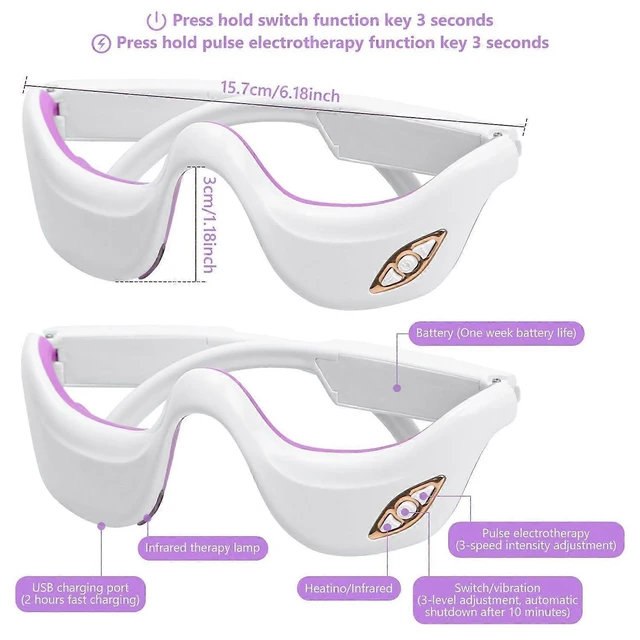Alt view image 8 of 10 - Ecocleanpath Heated Eye Massager with Red Light Therapy, 6 Modes & 3 Intensities for Dark Circles & Wrinkles Relief