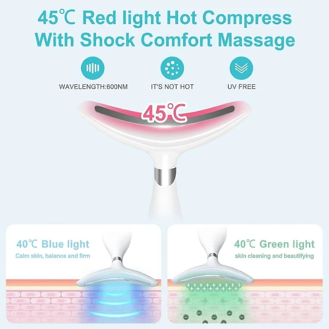Alt view image 9 of 12 - Ecocleanpath 3-in-1 Facial Massager with Heating & Vibration, Portable Neck & Face Beauty Device (White)