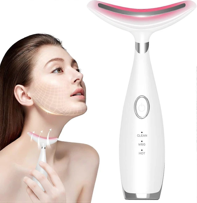 Alt view image 7 of 12 - Ecocleanpath 3-in-1 Facial Massager with Heating & Vibration, Portable Neck & Face Beauty Device (White)