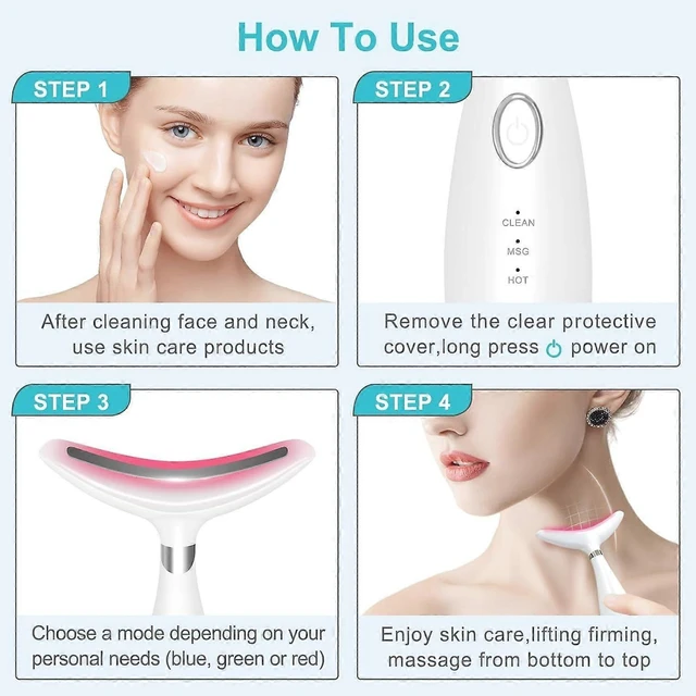 Alt view image 10 of 12 - Ecocleanpath 3-in-1 Facial Massager with Heating & Vibration, Portable Neck & Face Beauty Device (White)