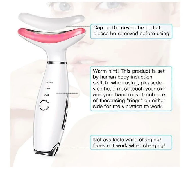 Alt view image 6 of 8 - Ecocleanpath 3-in-1 LED Thermal Vibration Face & Neck Massager | Anti-Wrinkle Skin Care Tool (White)