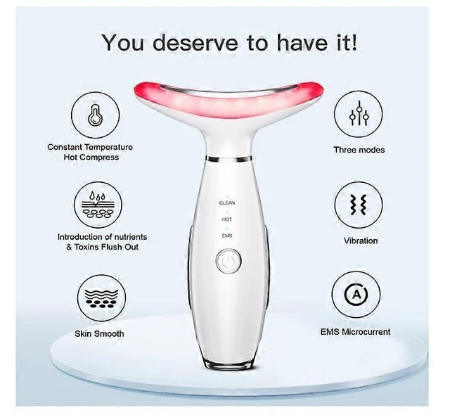 Alt view image 7 of 8 - Ecocleanpath 3-in-1 LED Thermal Vibration Face & Neck Massager | Anti-Wrinkle Skin Care Tool (White)