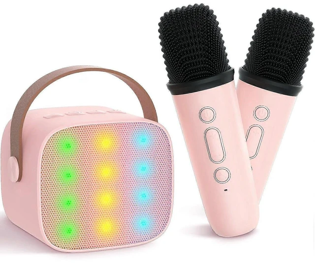 Alt view image 6 of 10 - Ecocleanpath Portable Karaoke Machine with 2 Wireless Mics, Bluetooth Speaker, LED Lights, TF Card Support for Kids & Adults
