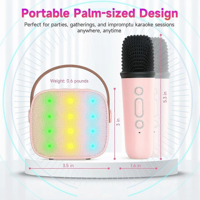 Alt view image 10 of 10 - Ecocleanpath Portable Karaoke Machine with 2 Wireless Mics, Bluetooth Speaker, LED Lights, TF Card Support for Kids & Adults