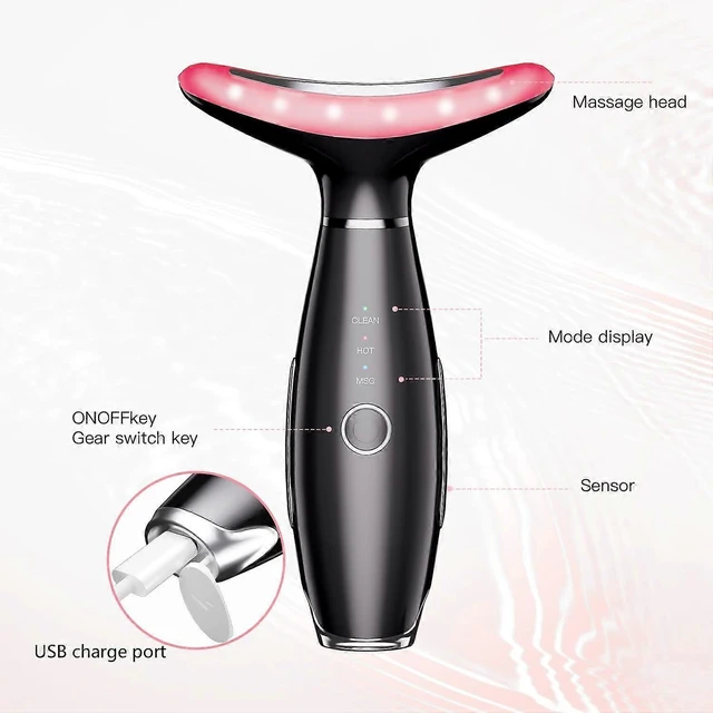 Alt view image 7 of 10 - Ecocleanpath 3-in-1 Rechargeable Face Massager for Double Chin & Skin Care - Black | Vibration & Thermal Therapy