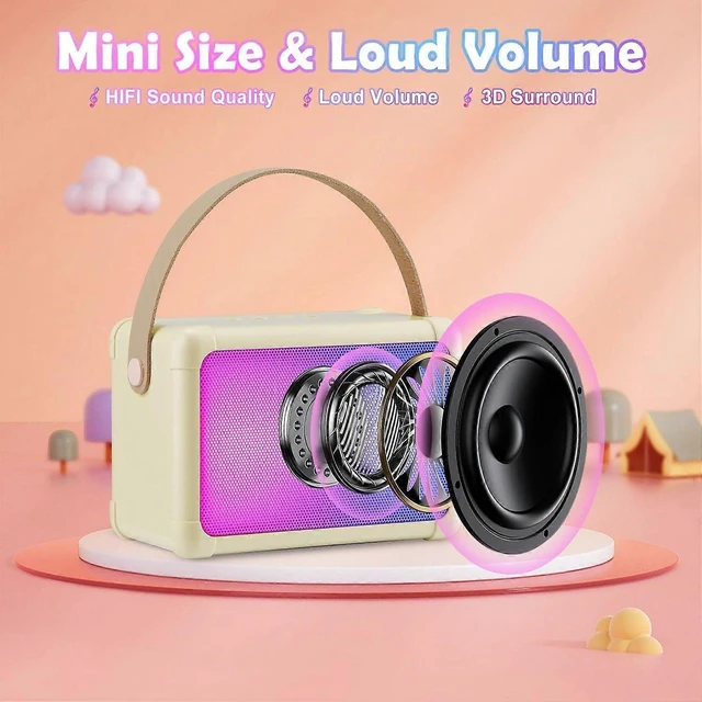 Alt view image 7 of 10 - Ecocleanpath Beige Kids Karaoke Machine with 2 Wireless Mics, Bluetooth Speaker & Colorful Lights for Family Fun