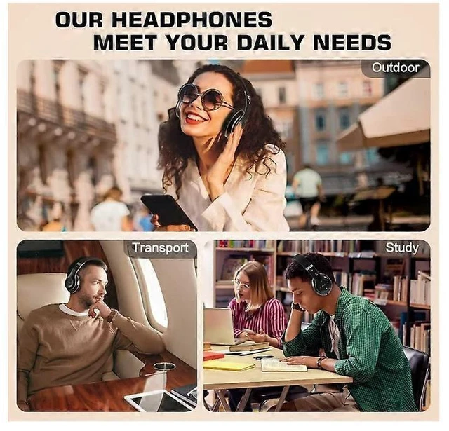 Alt view image 7 of 12 - Wireless Bluetooth 5.0 Over-Ear Headphones, Hi-Fi Stereo with 20H Playtime, Foldable & Built-in Mic (Black)
