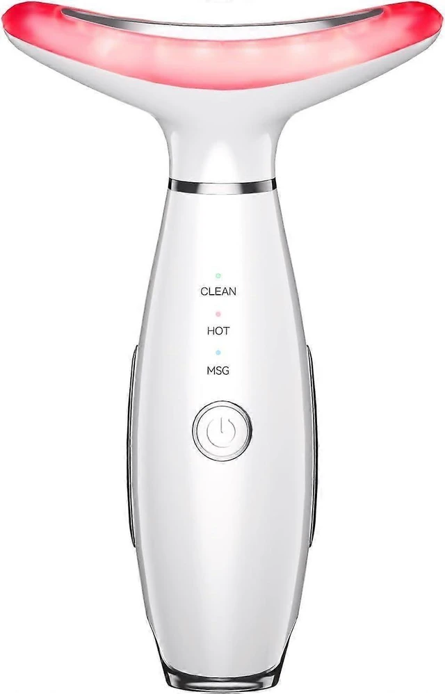 Alt view image 6 of 10 - Ecocleanpath White 7-in-1 Facial & Neck Massager with LED, Heat & Vibration for Skin Rejuvenation
