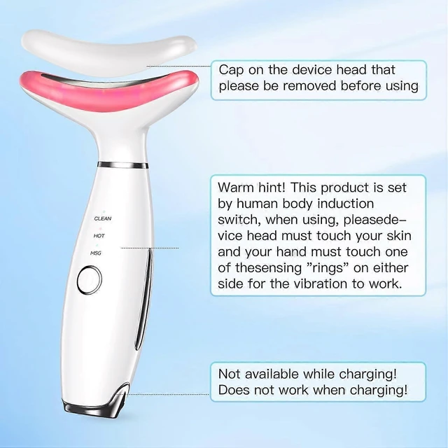 Alt view image 7 of 10 - Ecocleanpath White 7-in-1 Facial & Neck Massager with LED, Heat & Vibration for Skin Rejuvenation