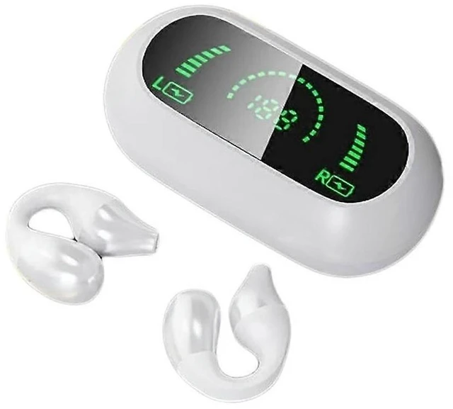 Alt view image 6 of 10 - TWS Bone Conduction Headphones, Open Ear Clip Wireless Bluetooth 5.2, Noise Canceling for Sports & Gaming (White)