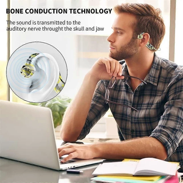 Alt view image 10 of 10 - 5.3 Bluetooth Bone Conduction Headphones, Open Ear Wireless with LED Display, IP56 Waterproof, 8H Playtime