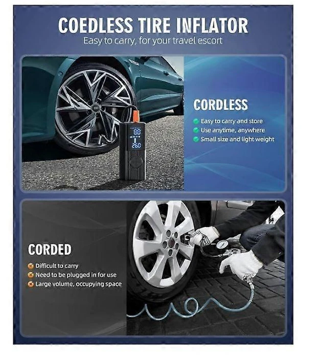 Alt view image 7 of 10 - Ecocleanpath 180PSI Portable Tire Inflator with 20000mAh Battery, LCD Display, 3X Fast Inflation (Black)