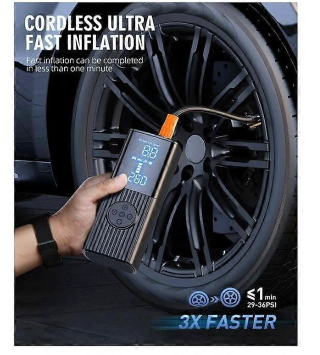 Alt view image 8 of 10 - Ecocleanpath 180PSI Portable Tire Inflator with 20000mAh Battery, LCD Display, 3X Fast Inflation (Black)