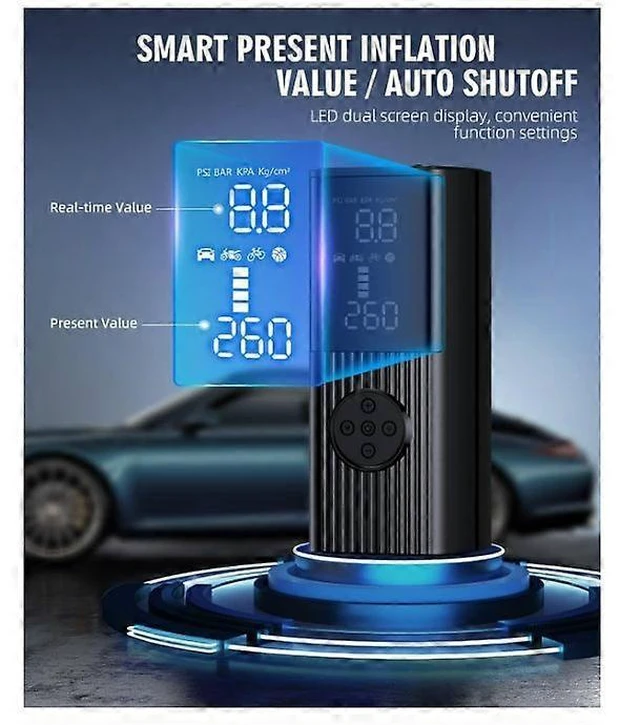 Alt view image 10 of 10 - Ecocleanpath 180PSI Portable Tire Inflator with 20000mAh Battery, LCD Display, 3X Fast Inflation (Black)