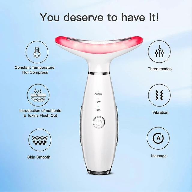 Alt view image 7 of 10 - Ecocleanpath White 7-Color LED Facial & Neck Massager with Heat & Vibration for Anti-Aging Skin Care