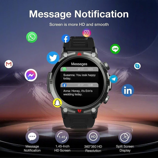 Alt view image 8 of 10 - Ecocleanpath Smart Watch for Men with Bluetooth Call, 1.45" HD Touch Screen, 110+ Sports Modes, Heart Rate & SpO2 Monitor
